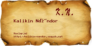 Kalikin Nándor névjegykártya